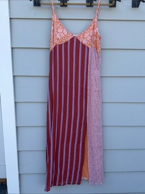 Urban Outfitters Midi Patterned Dress in Rust, Orange, Pink, Purpler